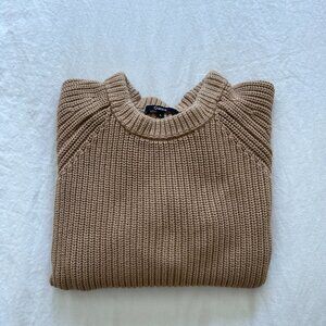 Quince 100% Organic Cotton Fisherman Crew Sweater in Camel (Large)